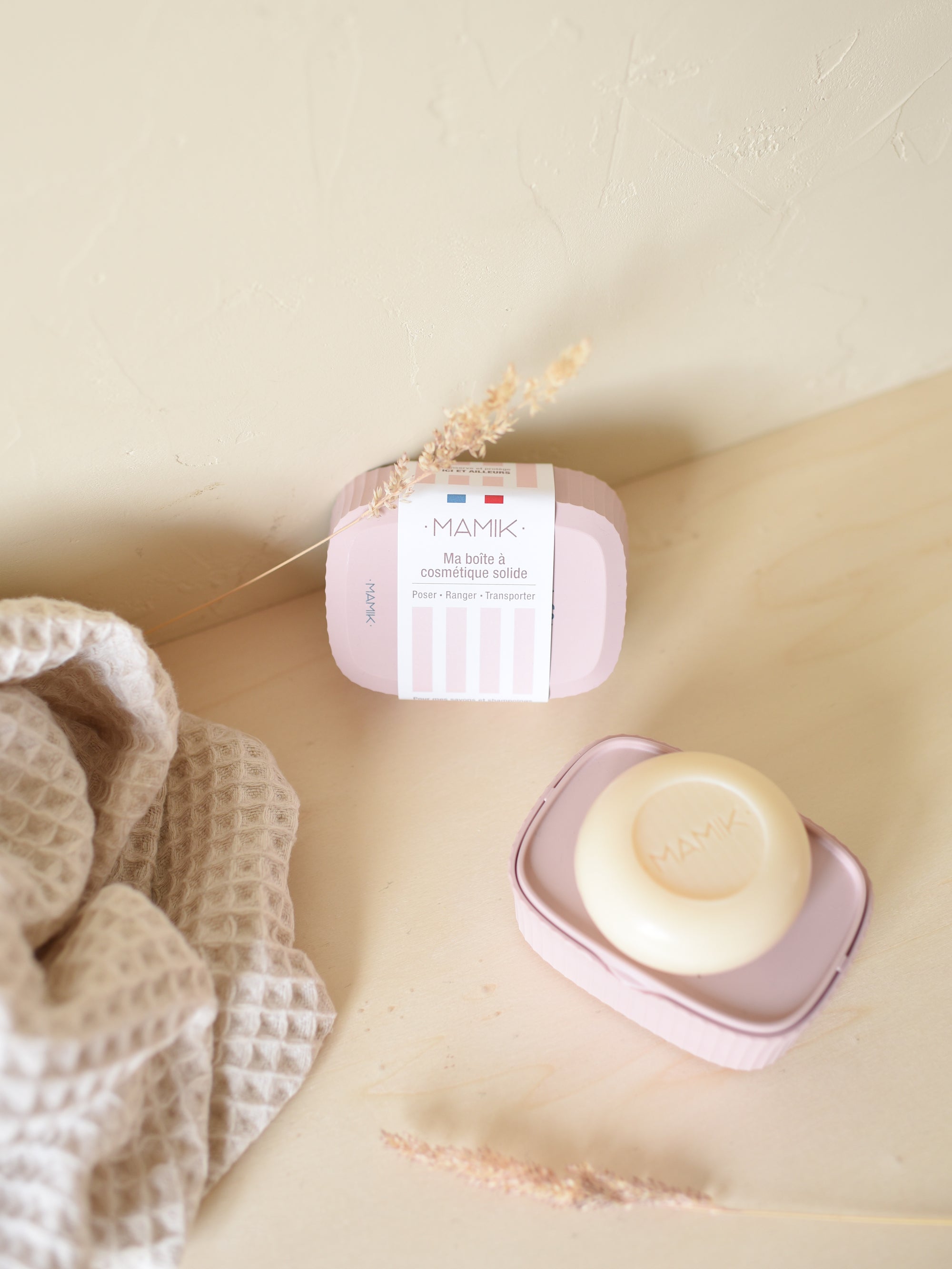 Boite à savon minimaliste rose poudrée