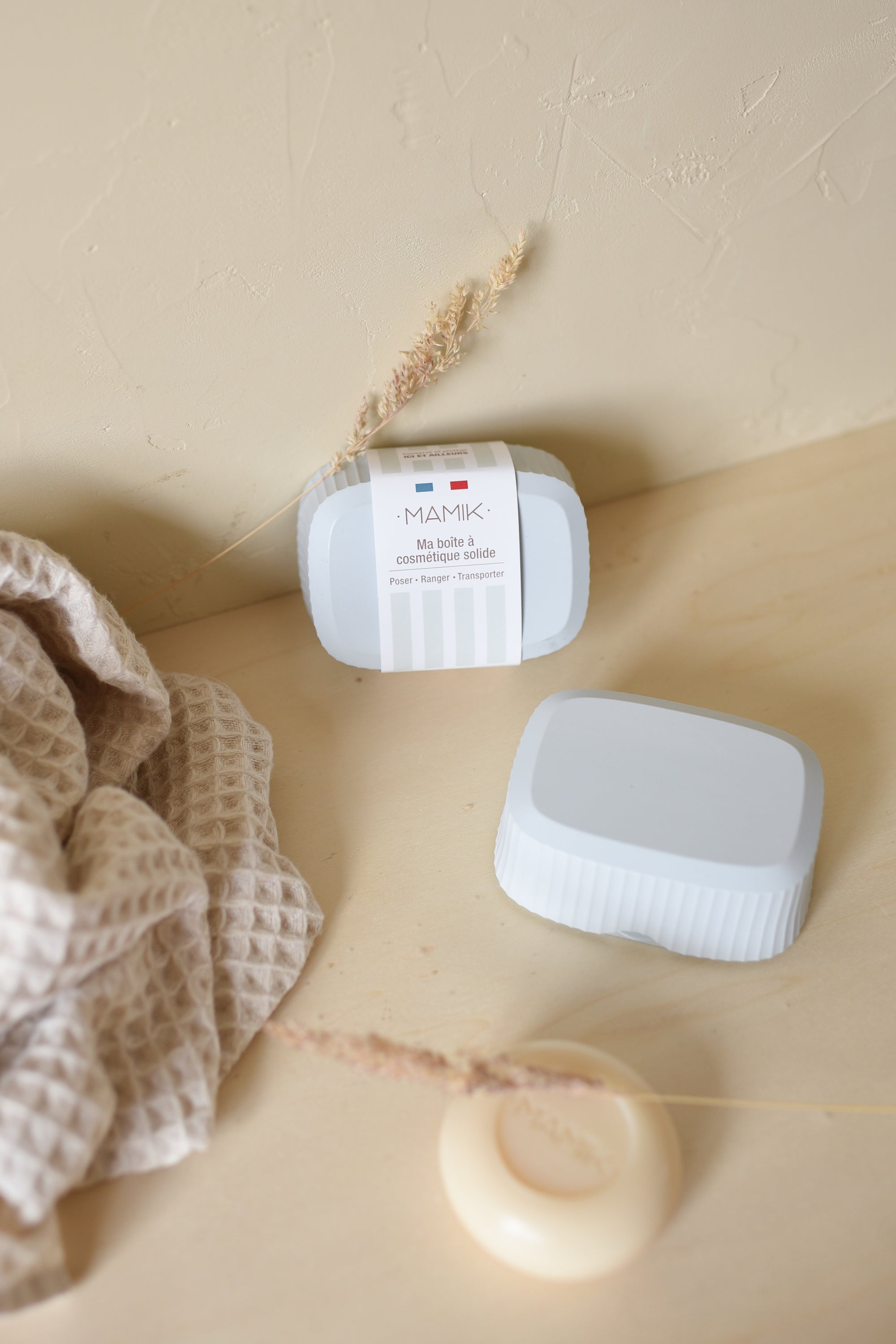 Boite à savon minimaliste gris bleuté